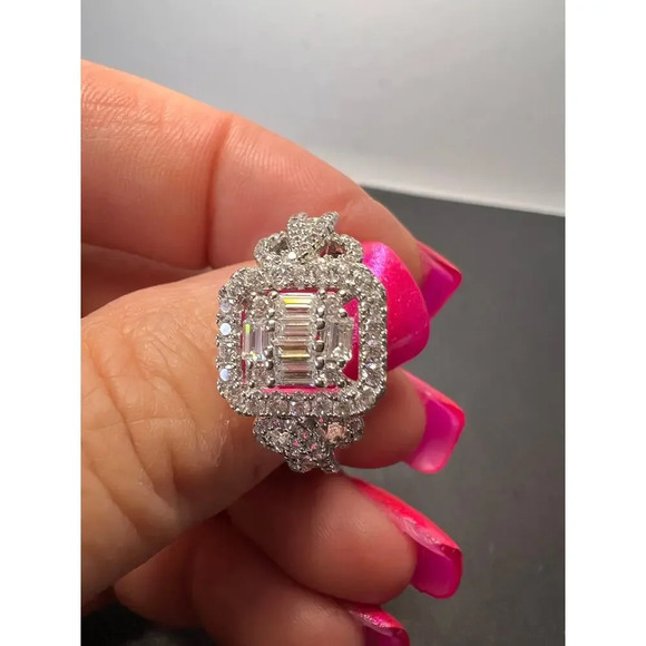 CZ Sterling silver cocktail ring size 9 - Picture 4 of 10